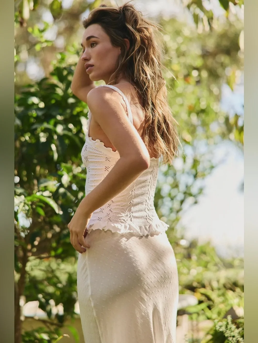 FREE PEOPLE | ✨NEW✨ So Soft Frill Square Neck Tank in Clean Ivory